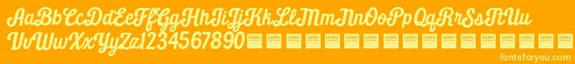 Daily Grind   Demo-Schriftart – Gelbe Schriften auf orangefarbenem Hintergrund