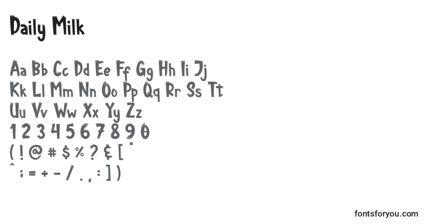 Daily Milk-fontti – aakkoset, numerot, erikoismerkit