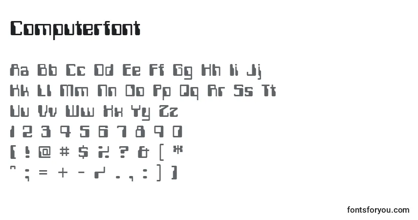 Schriftart Computerfont – Alphabet, Zahlen, spezielle Symbole