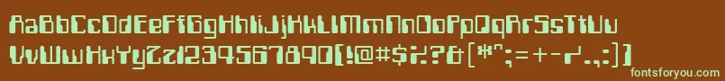 フォントComputerfont – 緑色の文字が茶色の背景にあります。