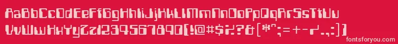 Computerfont-fontti – vaaleanpunaiset fontit punaisella taustalla