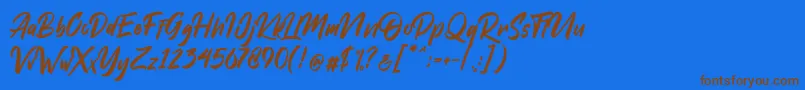 フォントDakwart Letter – 茶色の文字が青い背景にあります。