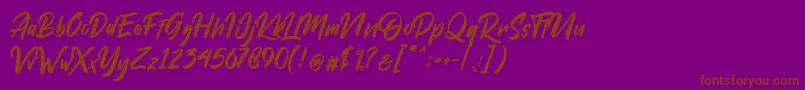 フォントDakwart Letter – 紫色の背景に茶色のフォント