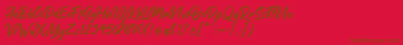 Dakwart Letter-Schriftart – Braune Schriften auf rotem Hintergrund
