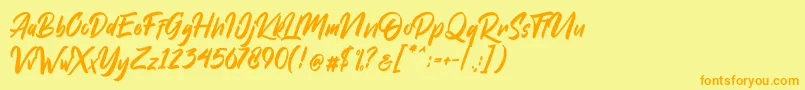 Dakwart Letter-Schriftart – Orangefarbene Schriften auf gelbem Hintergrund