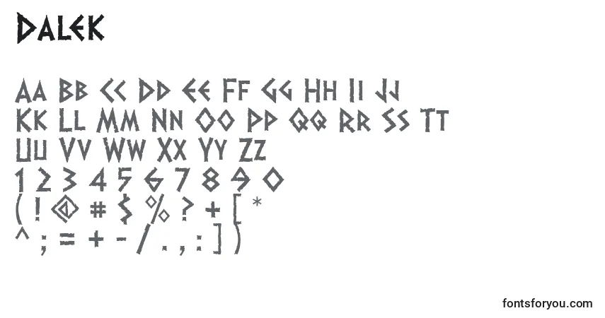 Dalek (124432)-fontti – aakkoset, numerot, erikoismerkit