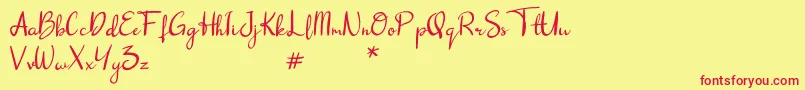 dalena-Schriftart – Rote Schriften auf gelbem Hintergrund