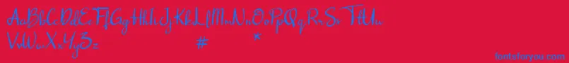 フォントdalena – 赤い背景に青い文字
