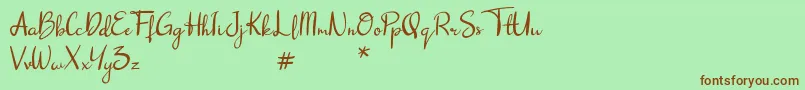 dalena-Schriftart – Braune Schriften auf grünem Hintergrund