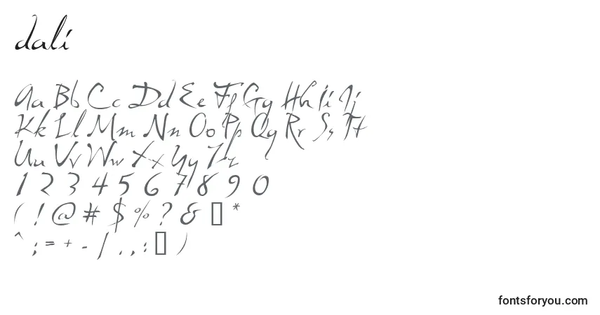 A fonte Dali     (124436) – alfabeto, números, caracteres especiais