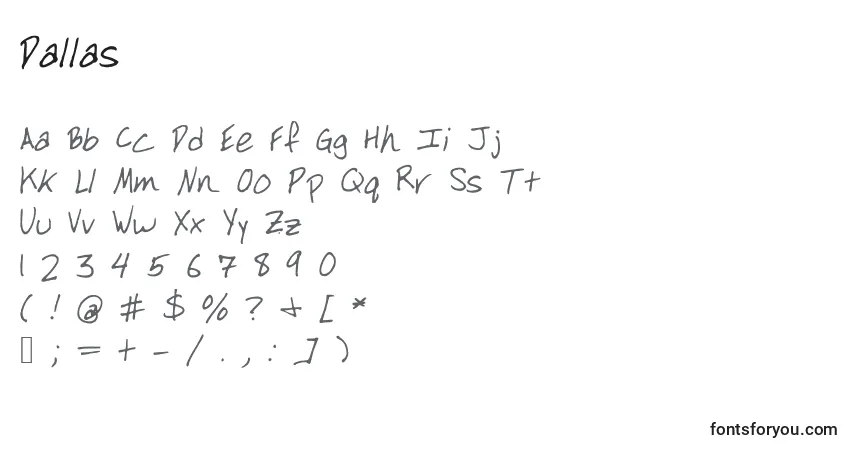 Schriftart Dallas (124438) – Alphabet, Zahlen, spezielle Symbole