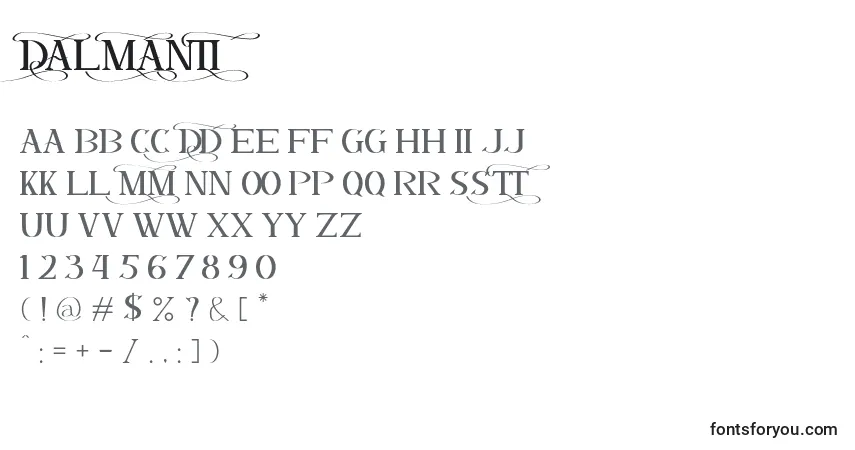 Fuente DALMANTI - alfabeto, números, caracteres especiales