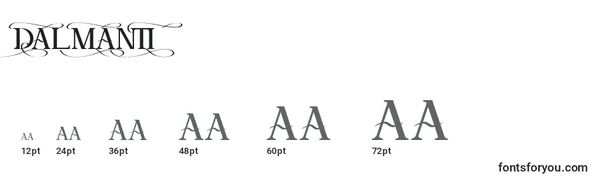 Размеры шрифта DALMANTI