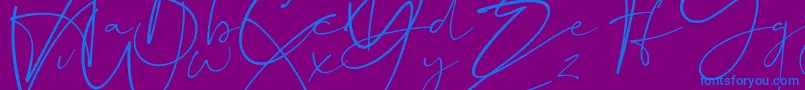 Dalmatins-Schriftart – Blaue Schriften auf violettem Hintergrund
