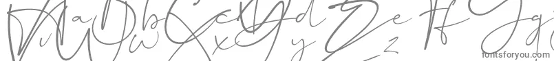Dalmatins-fontti – harmaat kirjasimet valkoisella taustalla