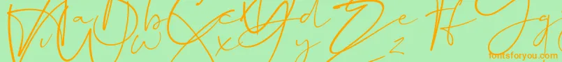 Dalmatins-Schriftart – Orangefarbene Schriften auf grünem Hintergrund
