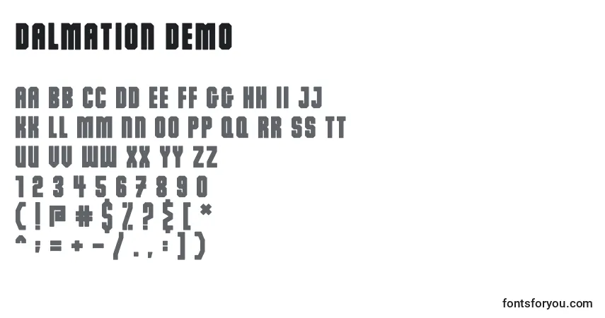 Schriftart Dalmation Demo – Alphabet, Zahlen, spezielle Symbole