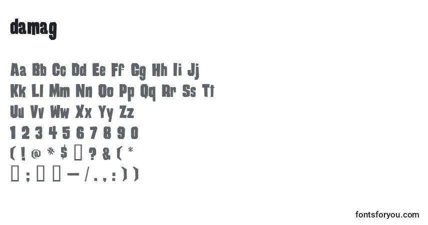 Шрифт Damag    (124443) – алфавит, цифры, специальные символы