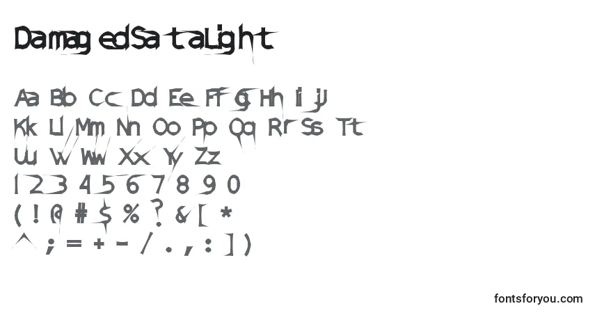 Czcionka DamagedSataLight (124444) – alfabet, cyfry, specjalne znaki