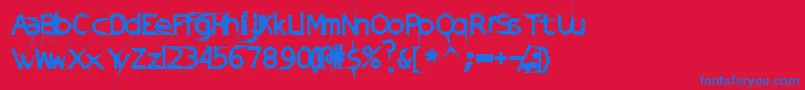 DamagedSataLight Font – Blue Fonts on Red Background