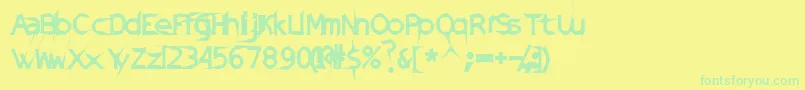 Weitere Informationen zur DamagedSataLight-Schriftart DamagedSataLight-Schriftart – Grüne Schriften auf gelbem Hintergrund