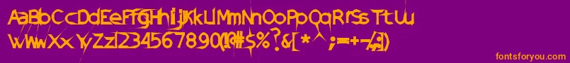 DamagedSataLight Font – Orange Fonts on Purple Background