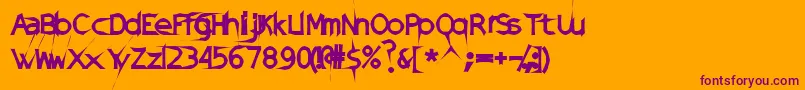 Шрифт DamagedSataLight – фиолетовые шрифты на оранжевом фоне