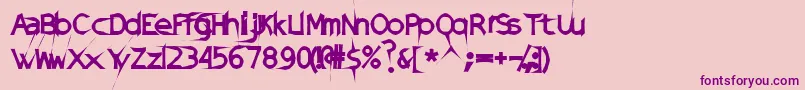 DamagedSataLight Font – Purple Fonts on Pink Background