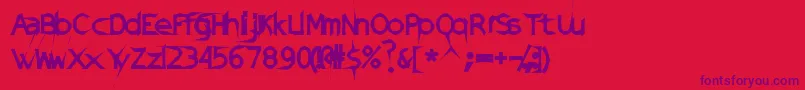 Шрифт DamagedSataLight – фиолетовые шрифты на красном фоне