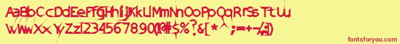 DamagedSataLight Font – Red Fonts on Yellow Background