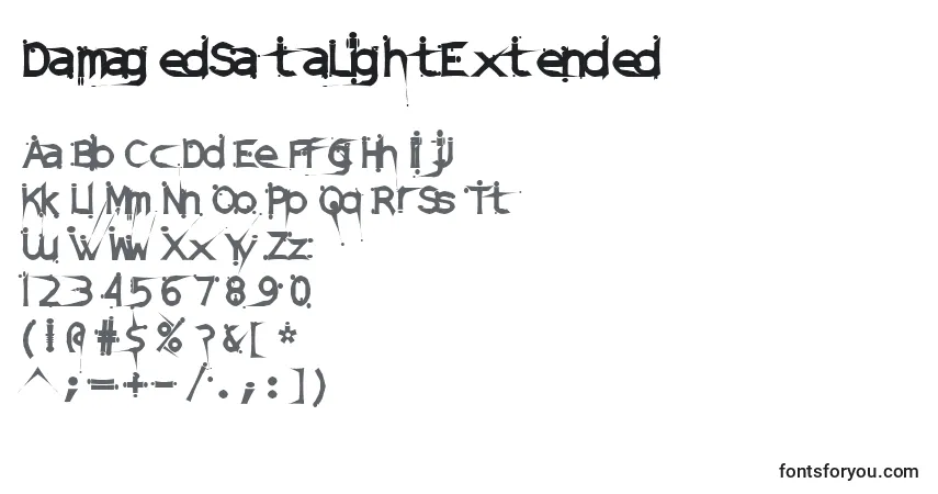 A fonte DamagedSataLightExtended (124445) – alfabeto, números, caracteres especiais