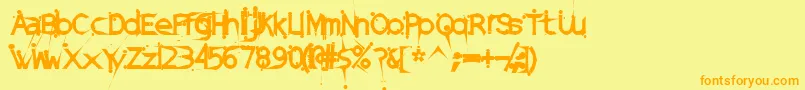 DamagedSataLightExtended Font – Orange Fonts on Yellow Background