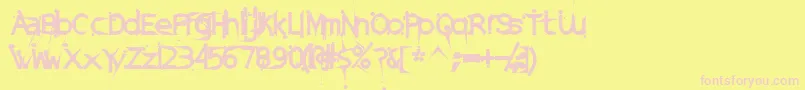 DamagedSataLightExtended Font – Pink Fonts on Yellow Background