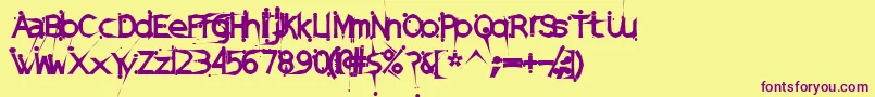 DamagedSataLightExtended Font – Purple Fonts on Yellow Background