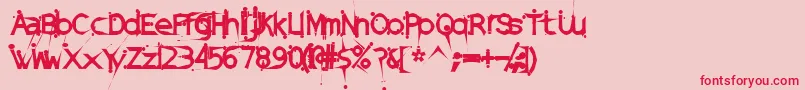 DamagedSataLightExtended Font – Red Fonts on Pink Background