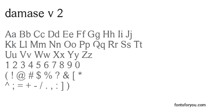 Schriftart Damase v 2 – Alphabet, Zahlen, spezielle Symbole