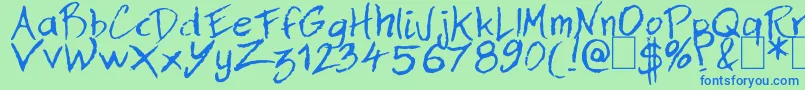 Dan Hand Font – Blue Fonts on Green Background
