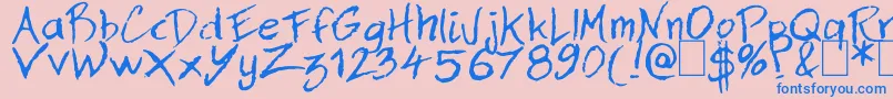 Dan Handフォントについての詳細 フォントDan Hand – ピンクの背景に青い文字