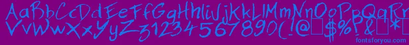 Dan Hand Font – Blue Fonts on Purple Background