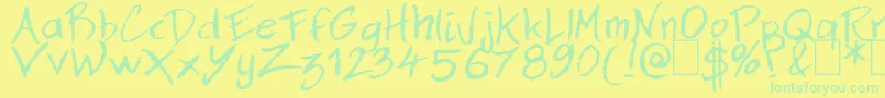 Шрифт Dan Hand – зелёные шрифты на жёлтом фоне
