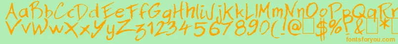 Dan Hand Font – Orange Fonts on Green Background