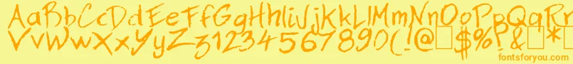 Dan Hand Font – Orange Fonts on Yellow Background
