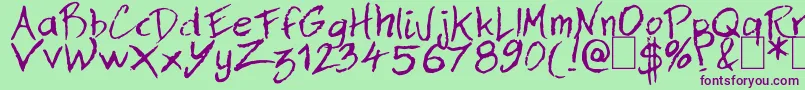 Dan Hand Font – Purple Fonts on Green Background