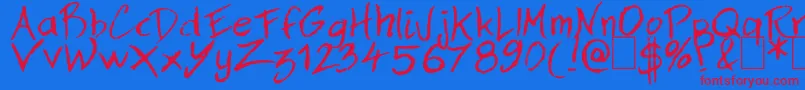 Dan Hand Font – Red Fonts on Blue Background