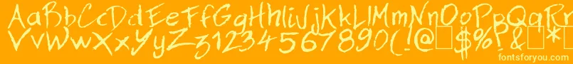 Dan Hand Font – Yellow Fonts on Orange Background