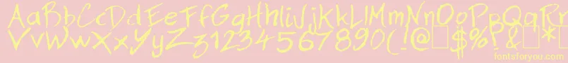 Dan Hand Font – Yellow Fonts on Pink Background