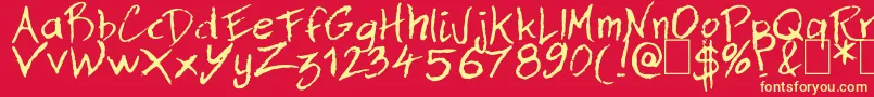 Dan Hand Font – Yellow Fonts on Red Background