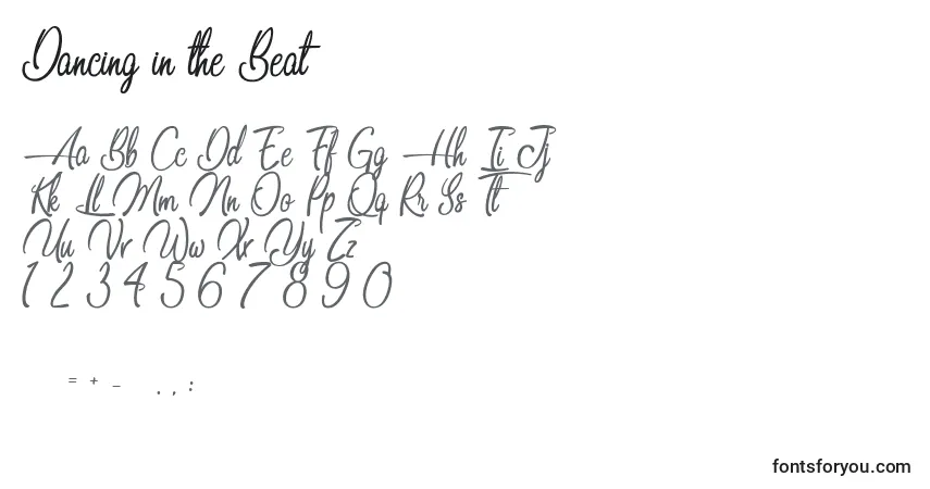 A fonte Dancing in the Beat – alfabeto, números, caracteres especiais