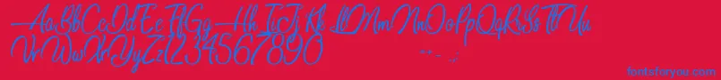 Dancing in the Beat Font – Blue Fonts on Red Background