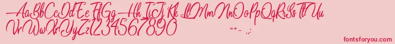 Dancing in the Beat Font – Red Fonts on Pink Background